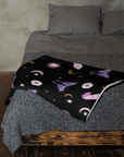 Black Crystal Moon Moth Throw Blanket