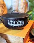 Mystic Cauldron for rituals and spellwork with mystical designs. Perfect for burning herbs, holding crystals, or enhancing your altar. Available at Goddess Provisions