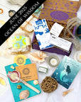 Ocean of Wisdom subscription box featuring ocean-inspired spiritual tools and rituals for peace, cleansing, grounding, and emotional balance.