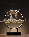 Landscape Backflow Incense Holder with dark background