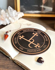 Wooden pendulum board engraved with Lilith sigil for divination and empowerment rituals.”