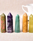 Orange Yellow Green and purple natural stones and crystals - Goddess Provisions