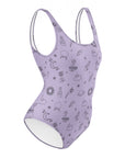 Woman's Swimsuite Adult Chlorine-resistant fabric All over print ready for summer lavender Back