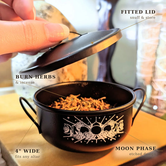 Mini Travel Cauldron with Lid – Portable Incense Burner