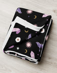 Black Crystal Moon Moth Throw Blanket