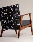Black Crystal Moon Moth Throw Blanket