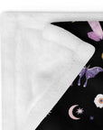 Black Crystal Moon Moth Throw Blanket