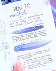 Dreamy moons manifest workbook featuring journal prompts and vision boards