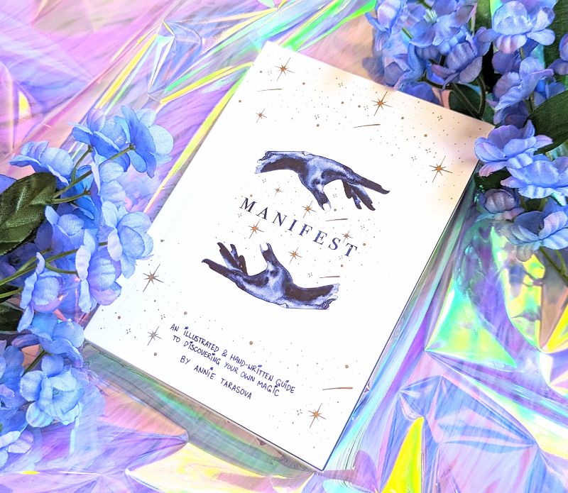 Dreamy moons manifest workbook featuring journal prompts and vision boards