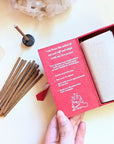 Fire of Transformation Stupa Incense Short Stick and open red box. Incense burns for approximately 30 minutes.