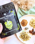Attract abundance with the Money Magick Ritual Kit. Includes herbs, pyrite, and instructions for creating money bowls, jars, or prosperity rituals. Available at Goddess Provisions.