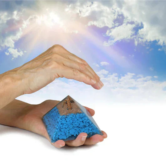 Orgone pyramid with healing crystals and sacred geometry energy — Goddess Provisions