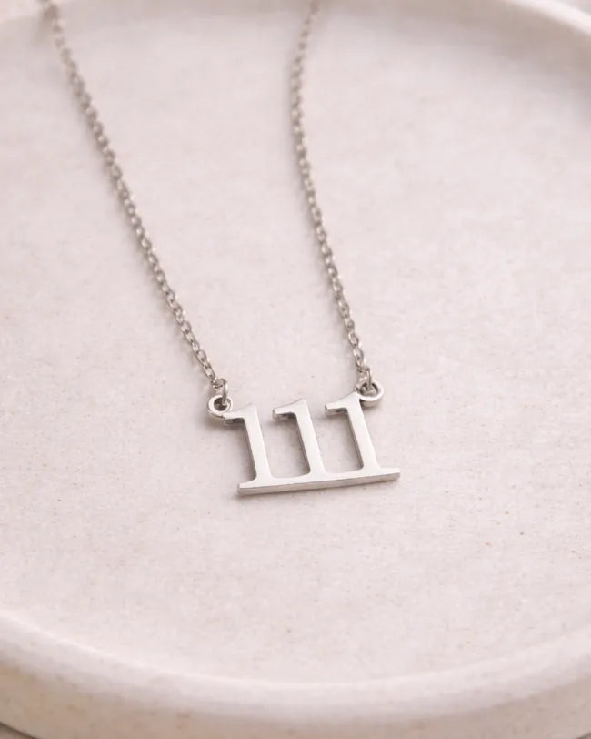 Silver 111 necklace for manifestation, intuition, and everyday spiritual jewelry