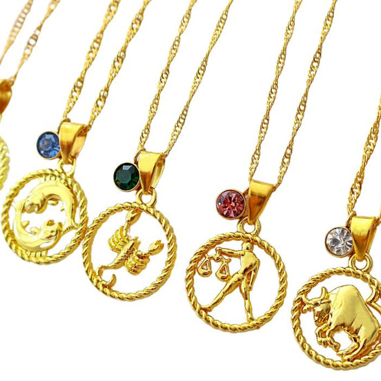 18K Zodiac Sign & Birthstone Necklace