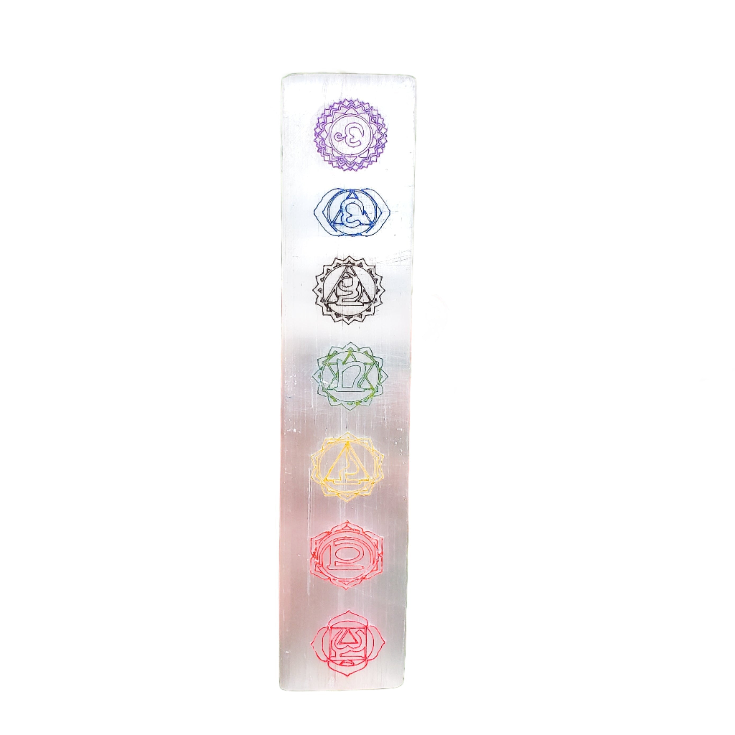 Chakra Engraved Selenite Bar