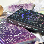 2025 Annual Planner in black and purple with hologram cover