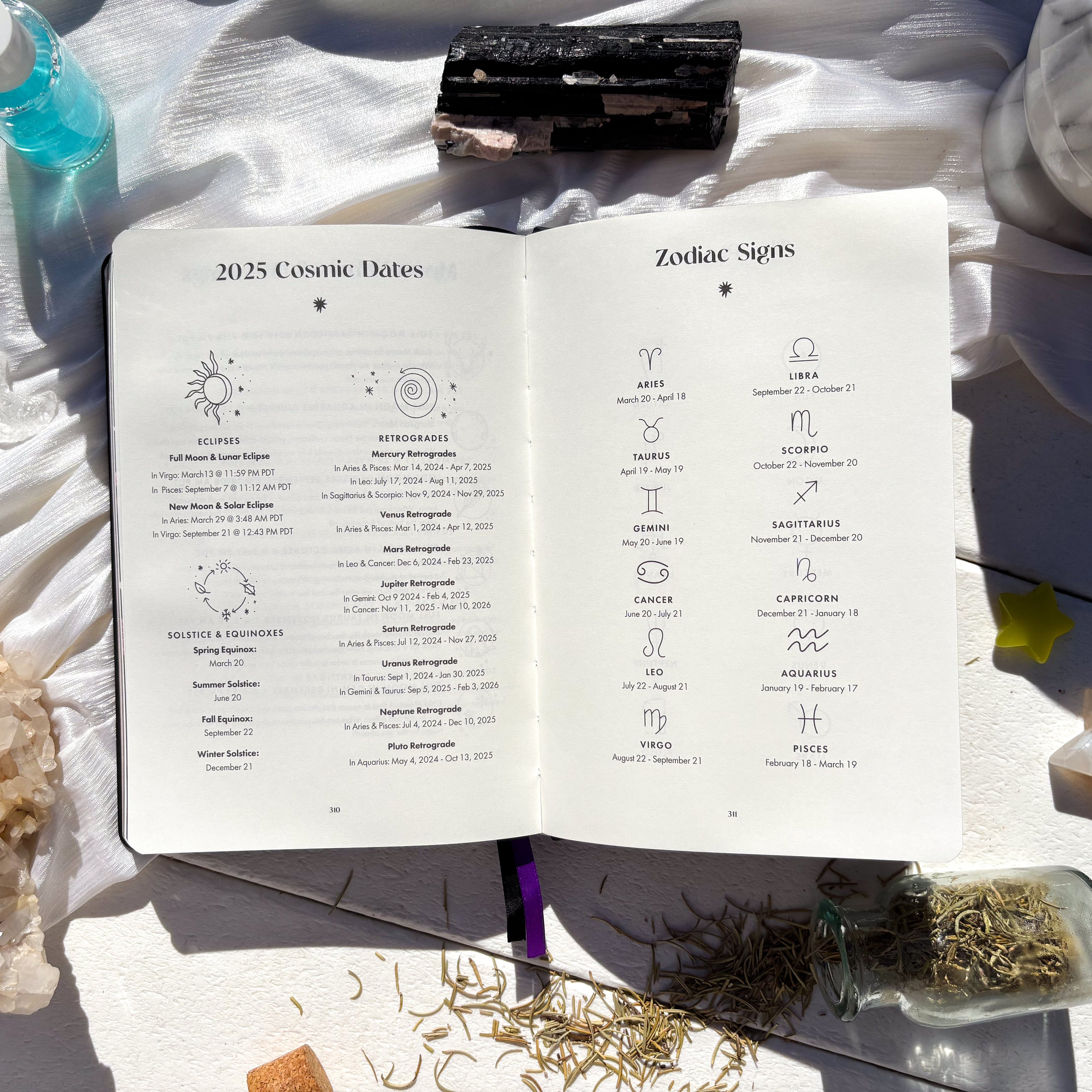 2025 Moon planner Lunar Planner 2025 Cosmic Date and Zodiac signs including Aries, Libra, Taurus, Scorpio, Gemini, Sagitarius, Cancer, Capricorn, Leo, Aqurius, Virgo and Pisces