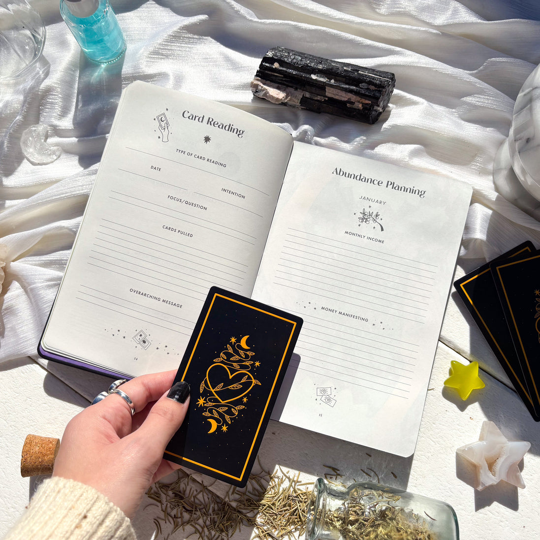 2025 Moon planner Lunar Planner abundance planning and card Reading page