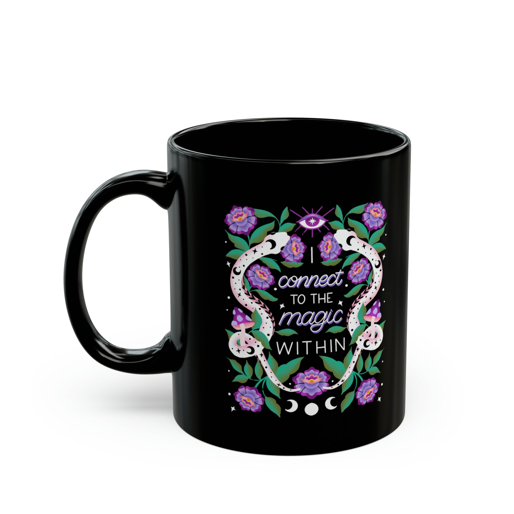 I Connect to the Magic Within Black Mug