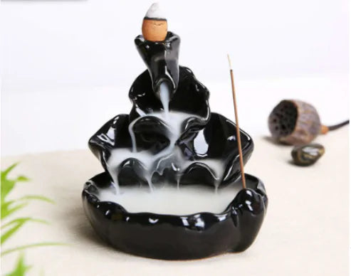 Glazed Ceramic Waterfall Backflow Incense Holder