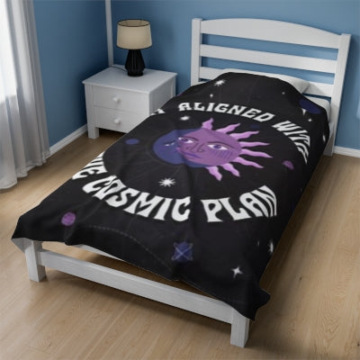 I&#39;m Aligned With the Cosmic Plan Velveteen Plush Blanket