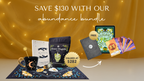 AbundanceBundle1920x1080Save130_Money Magic_Manifest_Tea Mug _ Golden Spoon _ Metaphysical diary with gold background
