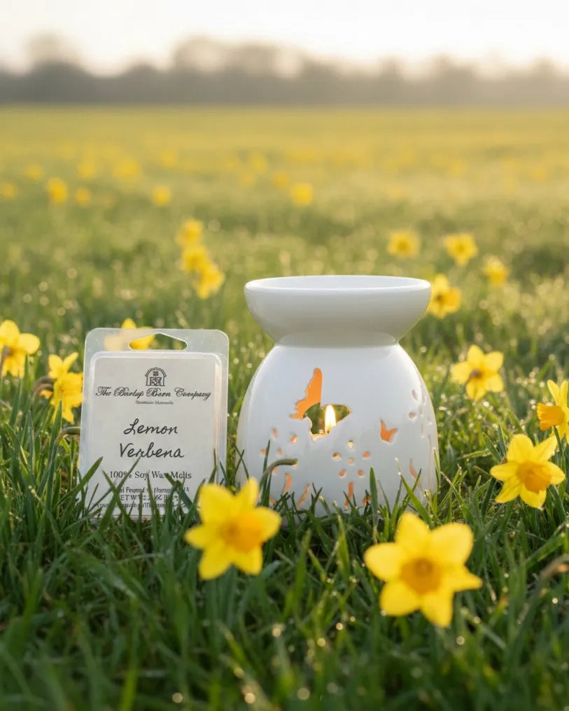 Lemon verbena soy wax melts with a bright, uplifting scent for refreshing the home.