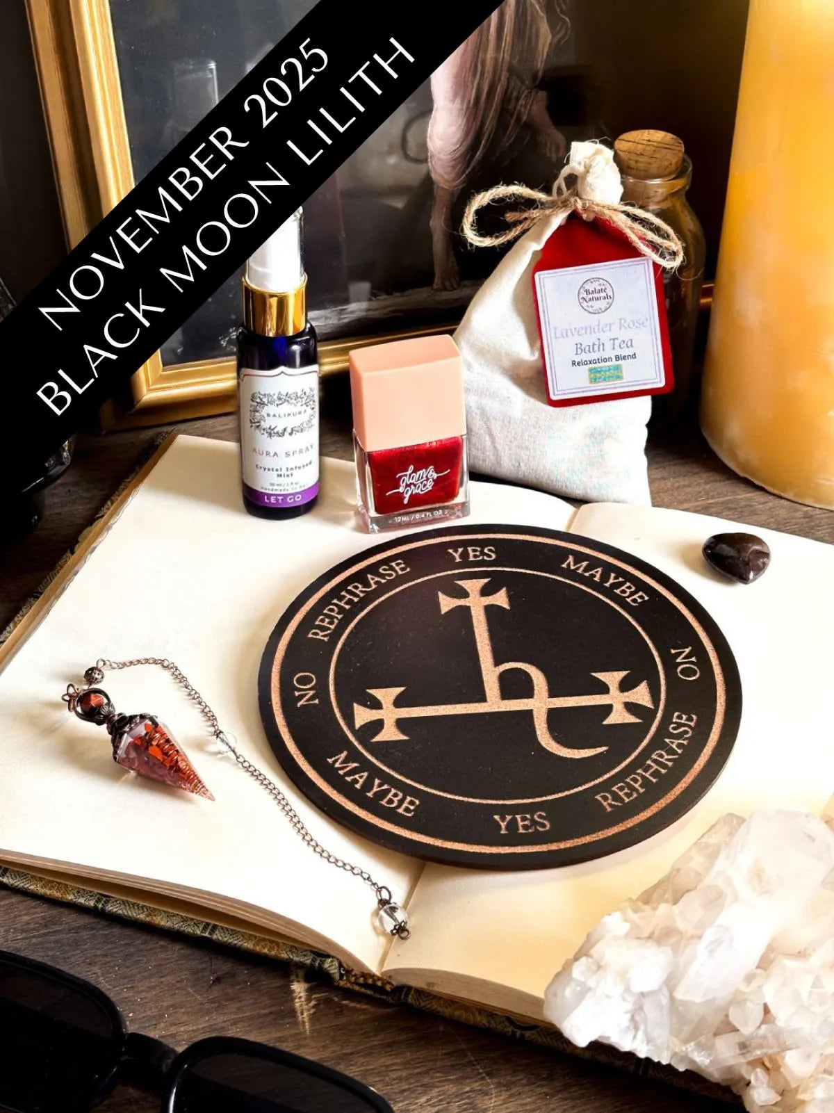 Black Moon Lilith subscription box inspired by the dark feminine, created for shadow work and empowerment.