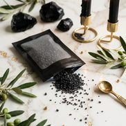 ritual black salt used for warding, protection spells, and space cleansing
