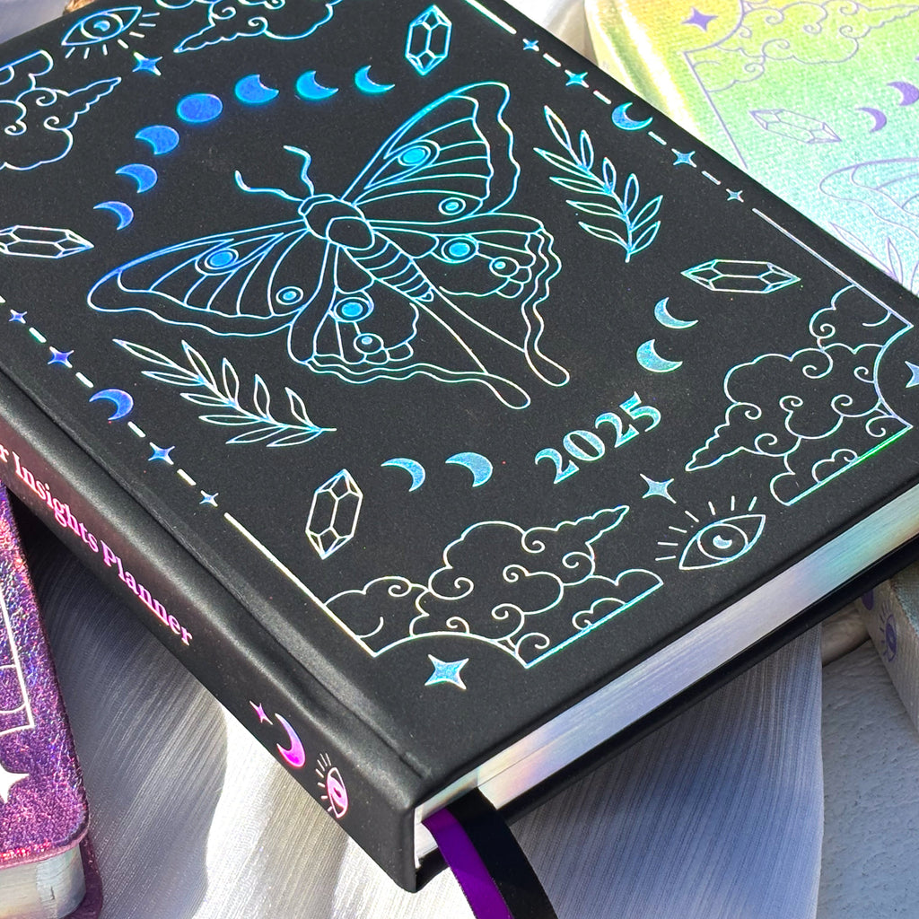 Black 2025 Lunar Planner with holographic cover
