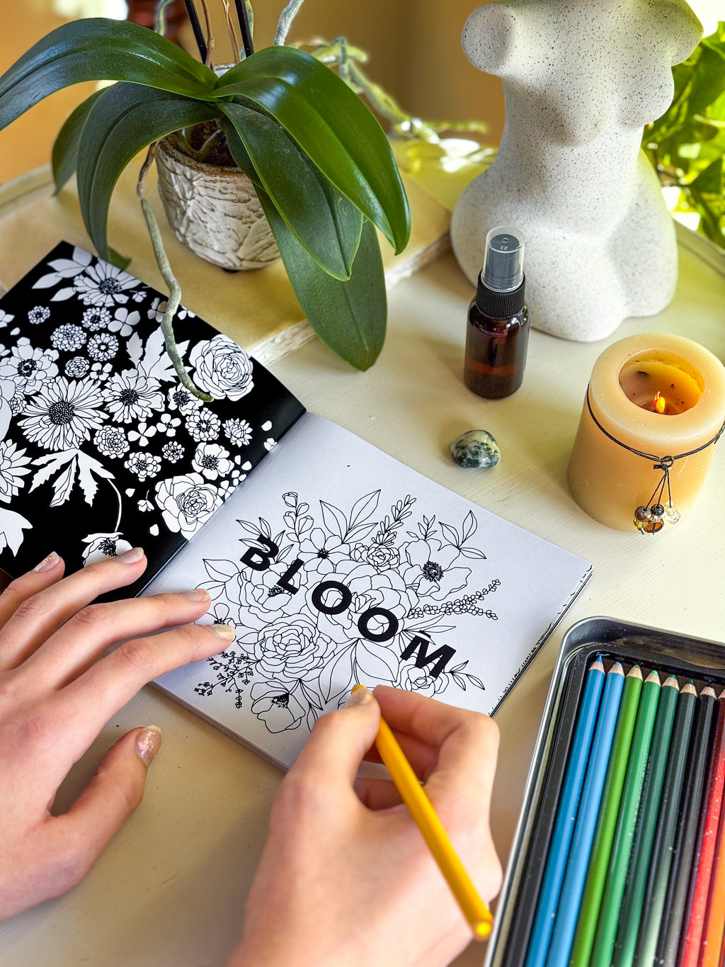 30 page Bloom mini Floral Adult coloring book | Goddess Provisions