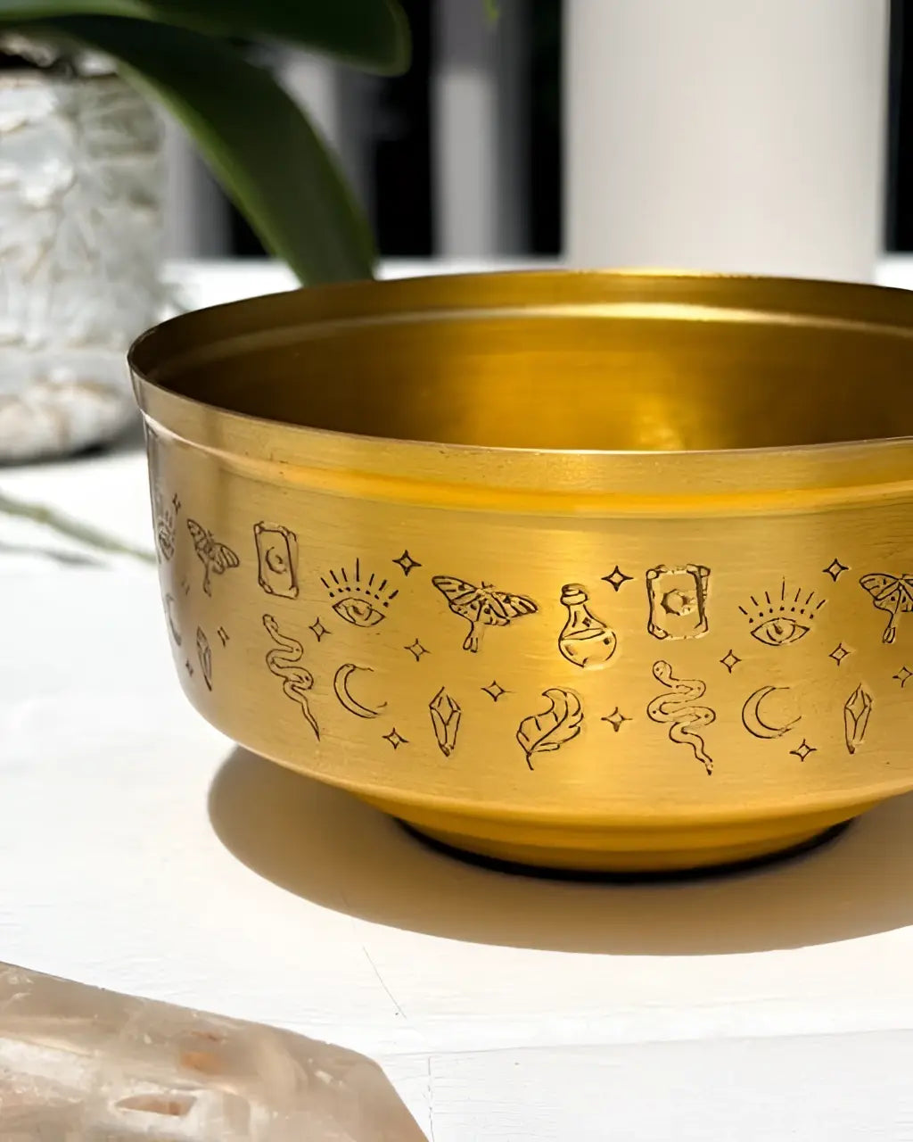 Metaphysical matching Brass Altar Bundle | Brass Altar Bowl, Brass Bell, Brass Candle snuffer & Brass Lighter Case