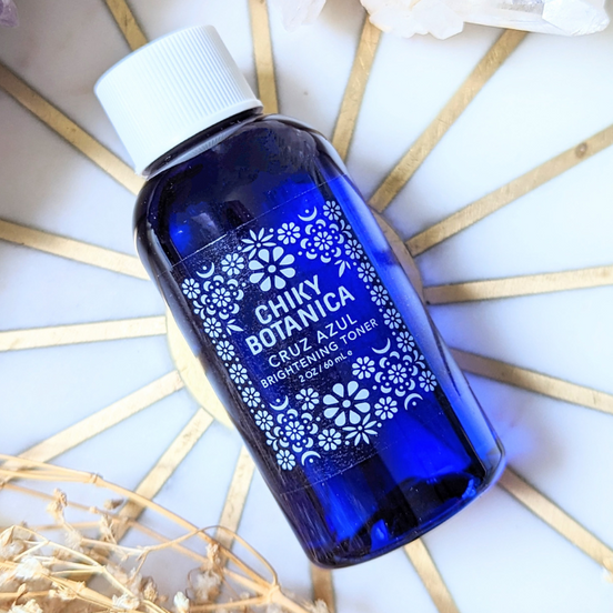 Tighten, tone, and refresh your skin with a revitalizing the Cruz Azul Toner. Lavender, eucalyptus, and butterfly pea blossoms work together to balance tone, boost hydration, and reduce redness. Available at Goddess Provisions