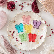 butterfly shaped lollipops for party favors, celebrations, and dessert table decor