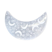 Celestial Engraved Crescent Moon Selenite Plate