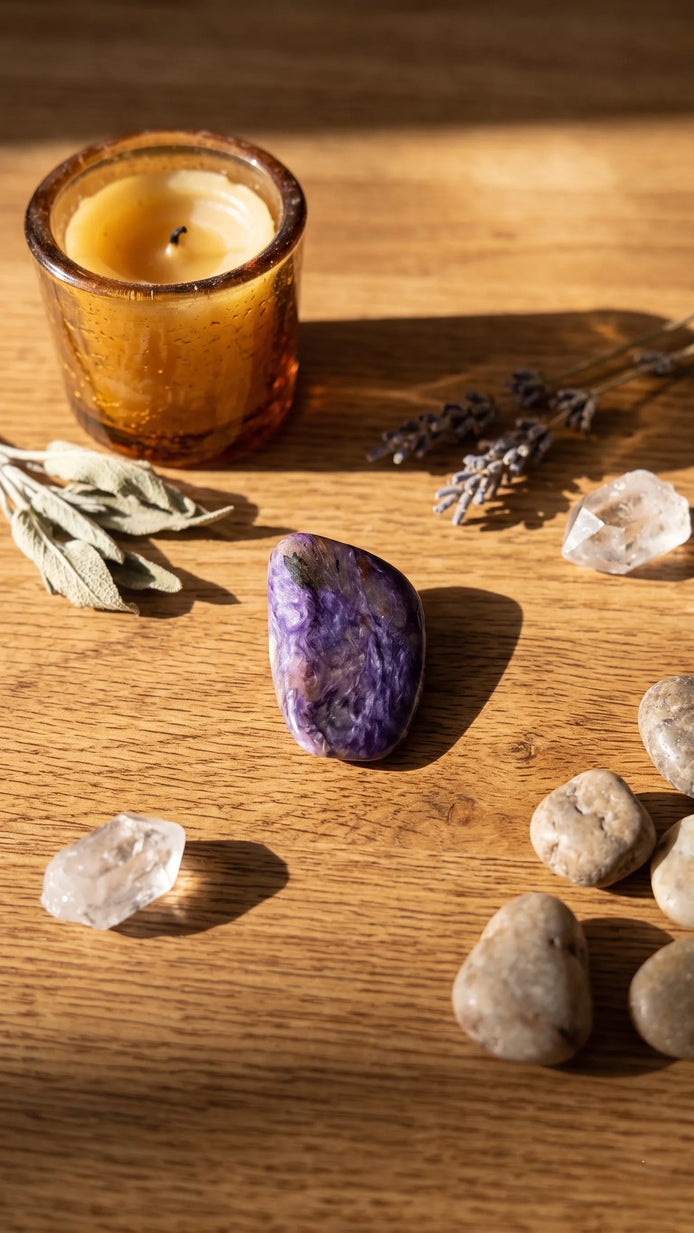 charoite crystal for intuition, psychic development, and spiritual awareness
