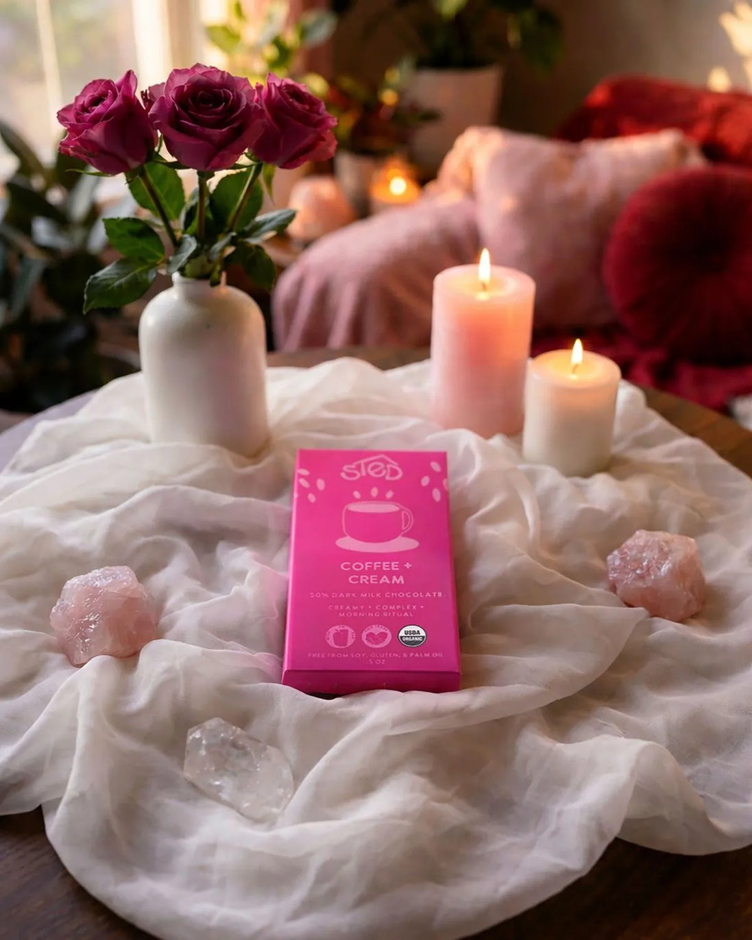 Coffee and cream mini chocolate bar designed as a sweet indulgent treat.