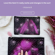 Customer review sharing how the pouch is perfect for storing ritual and beauty essentials.