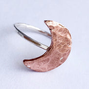 Hammered Silver Crescent Moon Ring