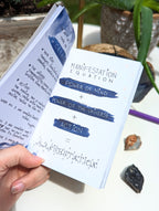 Dreamy moons manifest workbook featuring journal prompts and vision boards. Available at Goddess Provisions