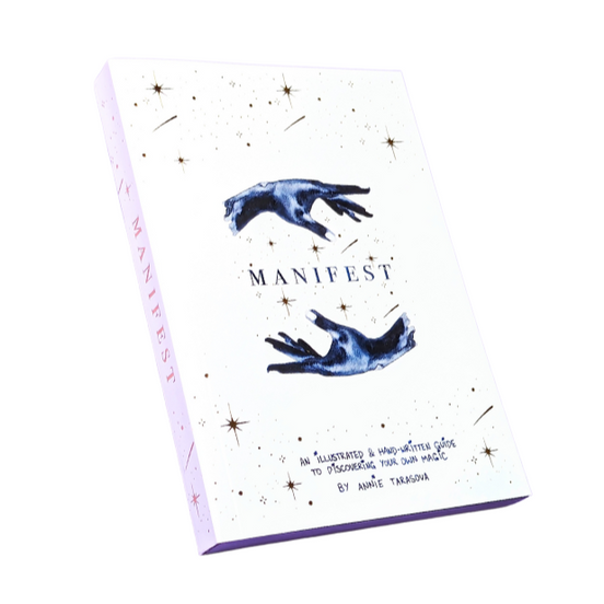 Dreamy moons manifest workbook featuring journal prompts and vision boards