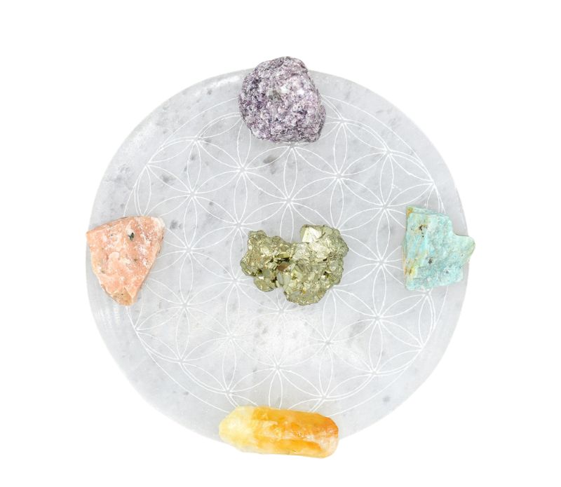 Flower of Life Engraved Selenite Plate