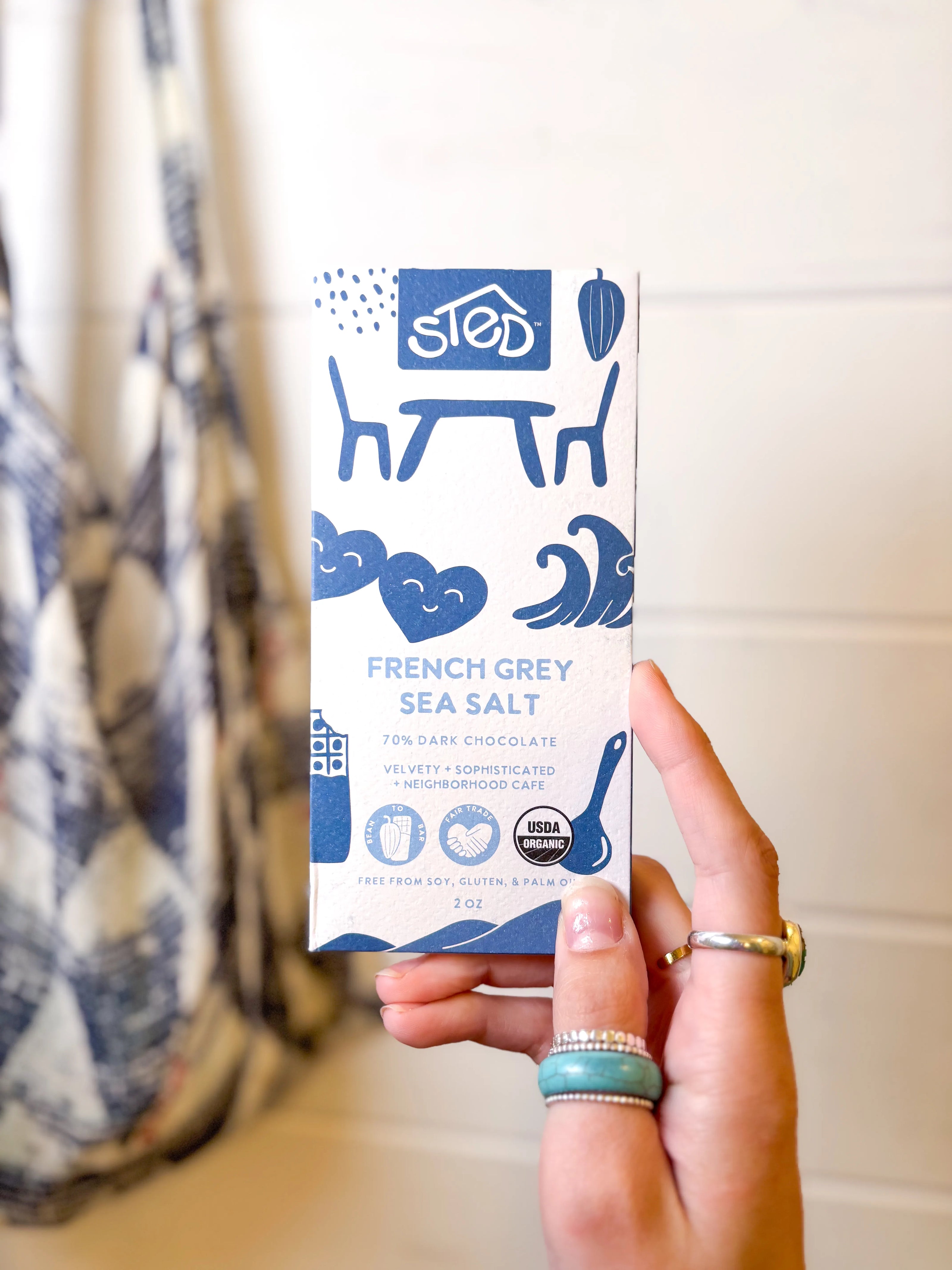 french grey sea salt chocolate bar with rich cacao and savory sweet flavor