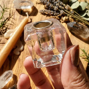 minimalist glass candle holder for spiritual rituals and calming candlelight ambiance