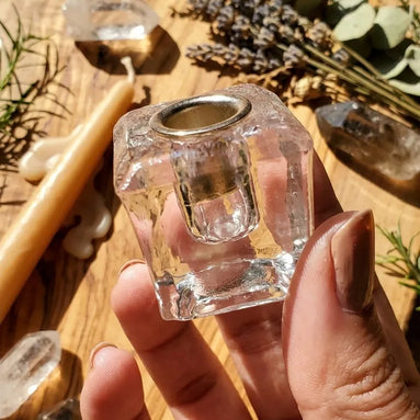 minimalist glass candle holder for spiritual rituals and calming candlelight ambiance