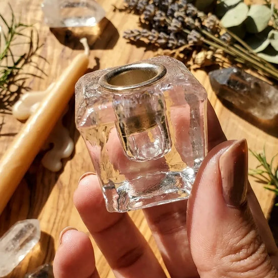 minimalist glass candle holder for spiritual rituals and calming candlelight ambiance