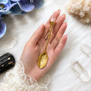 decorative gold tea spoon for crystal grids, altar tools, and apothecary use