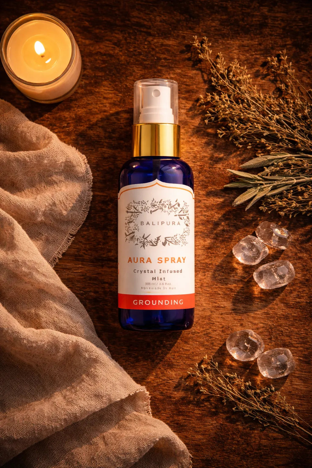 Grounding aura spray with vanilla and clove for stress relief and emotional balance