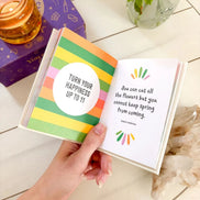 Mini inspirational book titled “Here Comes the Sun” featuring radiant quotes and affirmations.