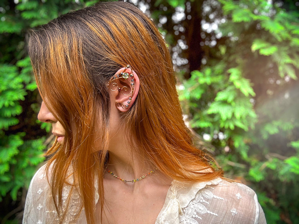 ✨ Enchant Your Look with Handmade Fairy Ear Cuffs – Rose Gold Crystal Fantasy Jewelry